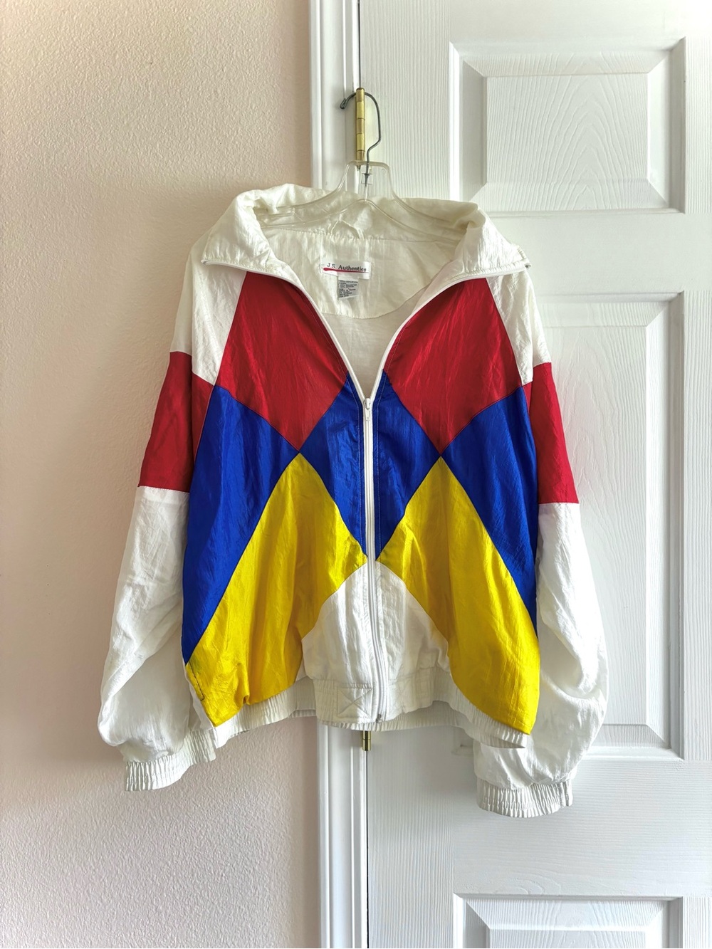 Vintage J.S. Authentics Geometric Diamond Colorblock Windbreaker Womens L